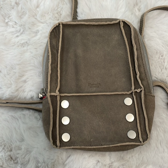Hammitt Hunter Pewter Mini Backpack Stone Colored Soft Leather Lightweight - Picture 2 of 10